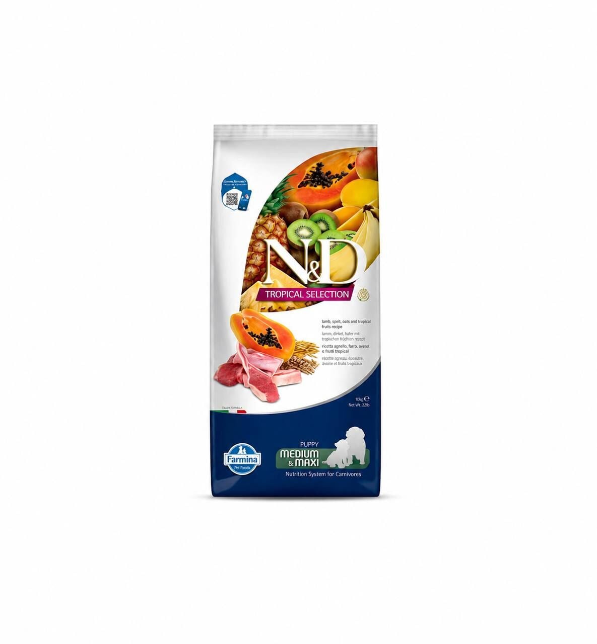 N&D Tropical Selection Düşük Tahıllı Kuzu Etli ve Tropikal Meyveli Orta ve Büyük Irk Yavru Köpek Maması 10 Kg