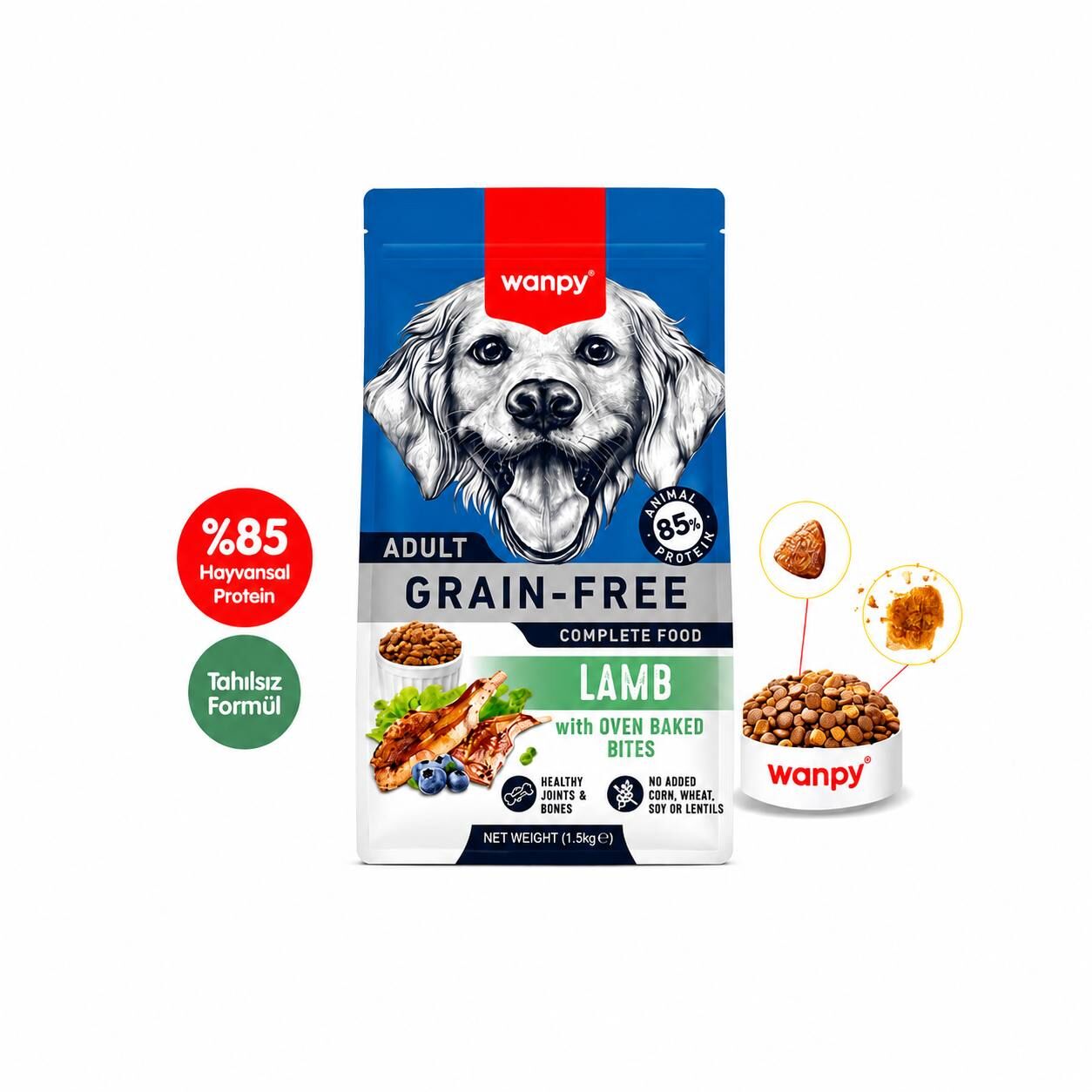 Wanpy Tahılsız Kuzulu Yetişkin Köpek Maması 1,5 Kg