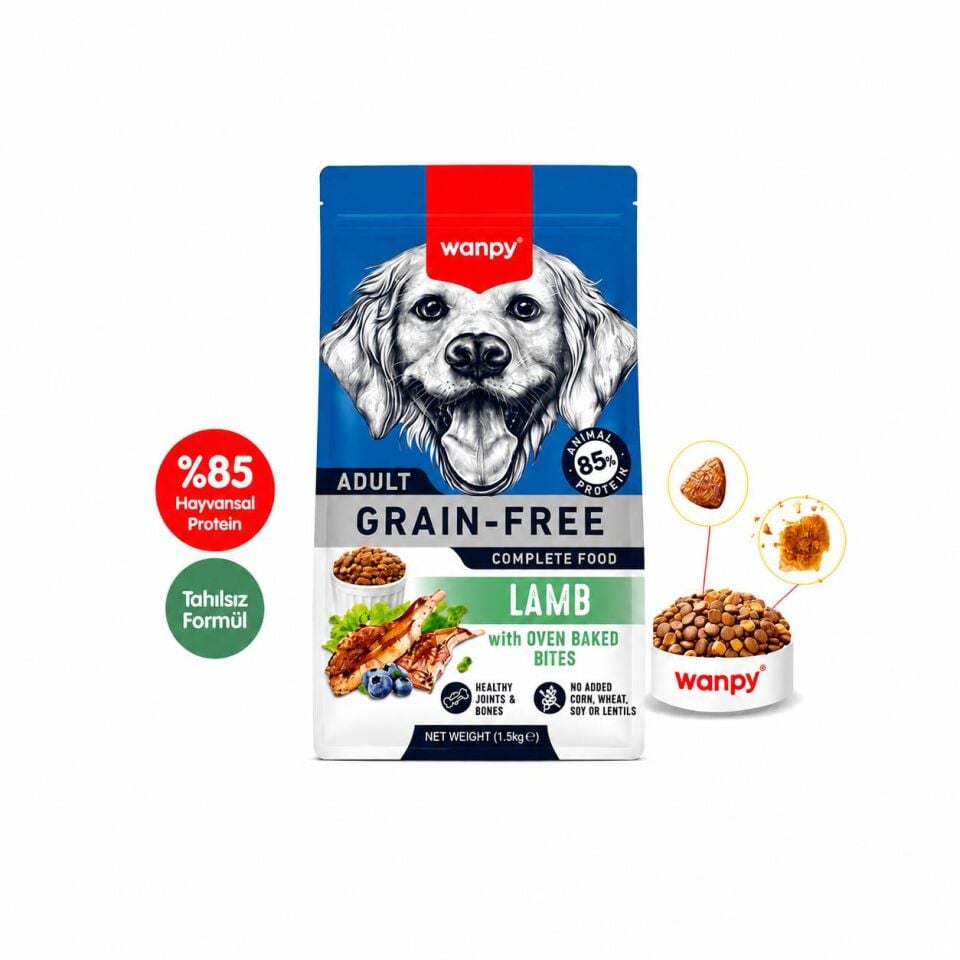 Wanpy Tahılsız Kuzulu Yetişkin Köpek Maması 1,5 Kg