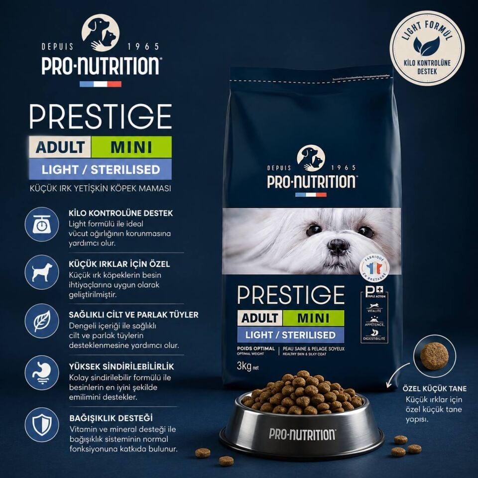 Pro Nutrition Prestige Küçük Irk Light Yetişkin Köpek Maması 3 Kg