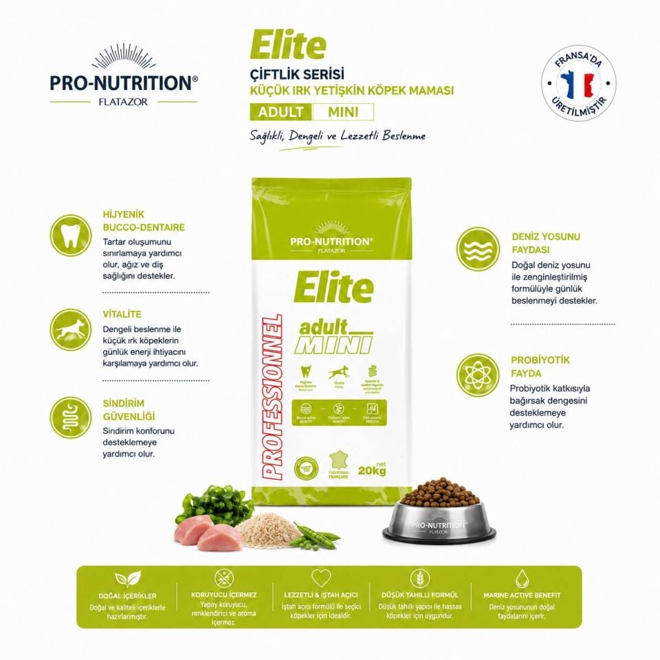 Pro Nutrition Elite Çiftlik Serisi Küçük Irk Yetişkin Köpek Maması 20 Kg