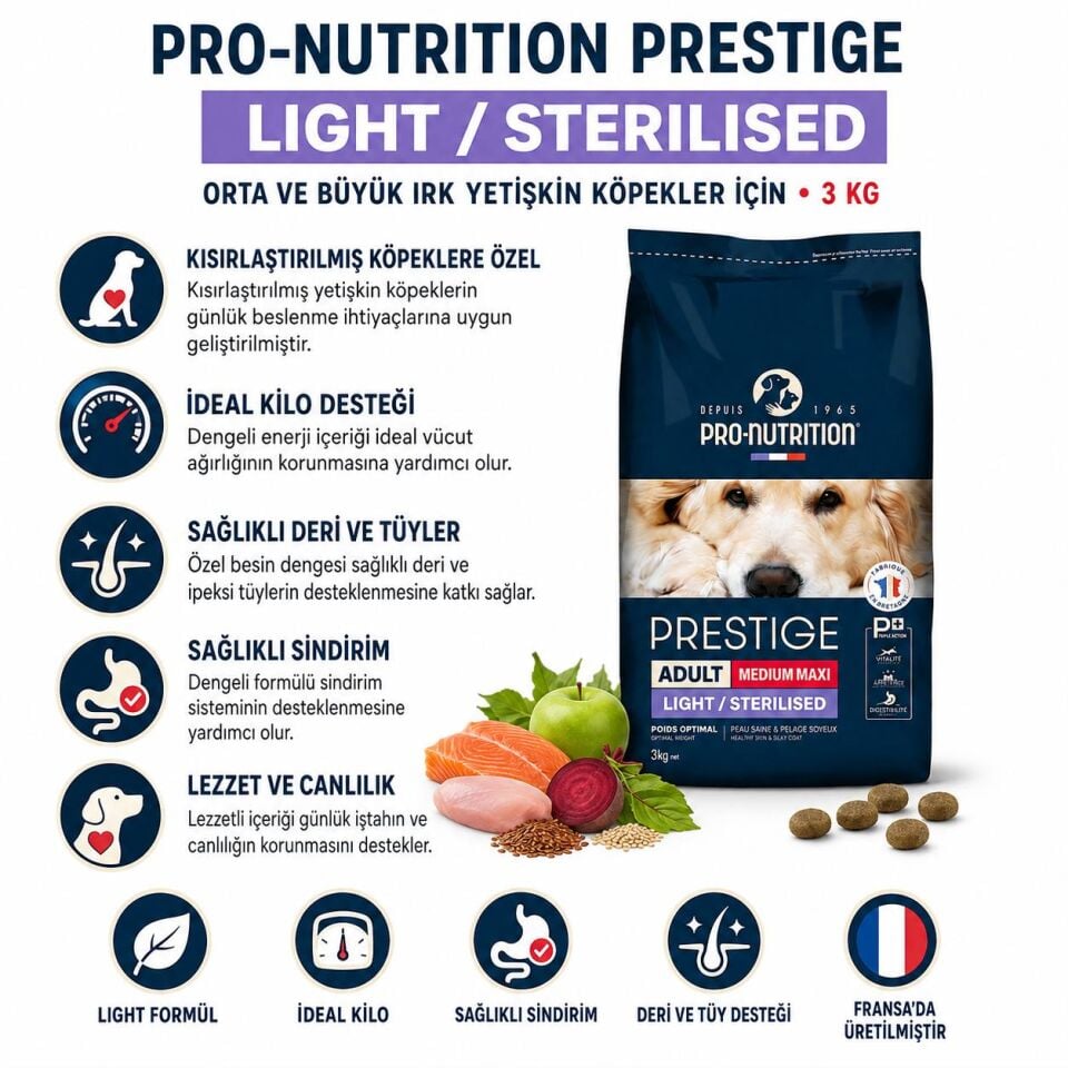 Pro Nutrition Prestige Sterilised Orta Irk Yetişkin Köpek Maması 14 Kg