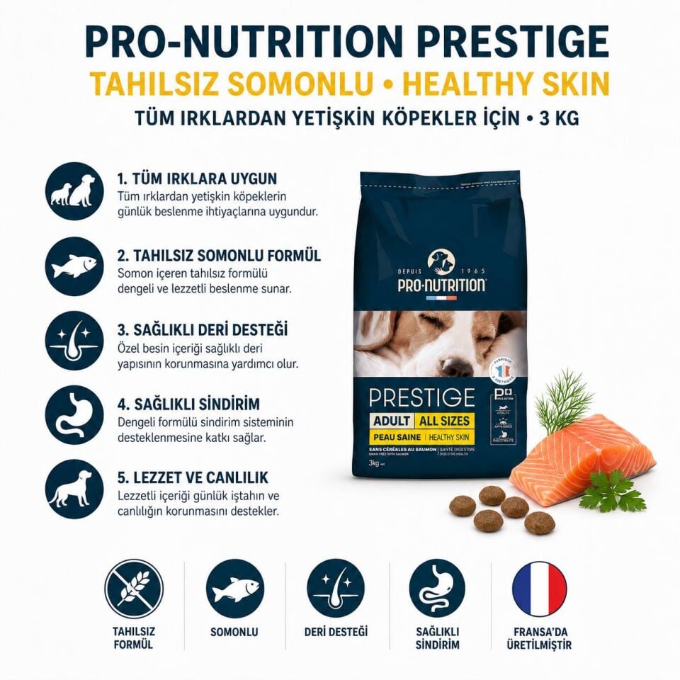 Pro Nutrition Prestige Tahılsız Somonlu Yetişkin Köpek Maması 12 Kg