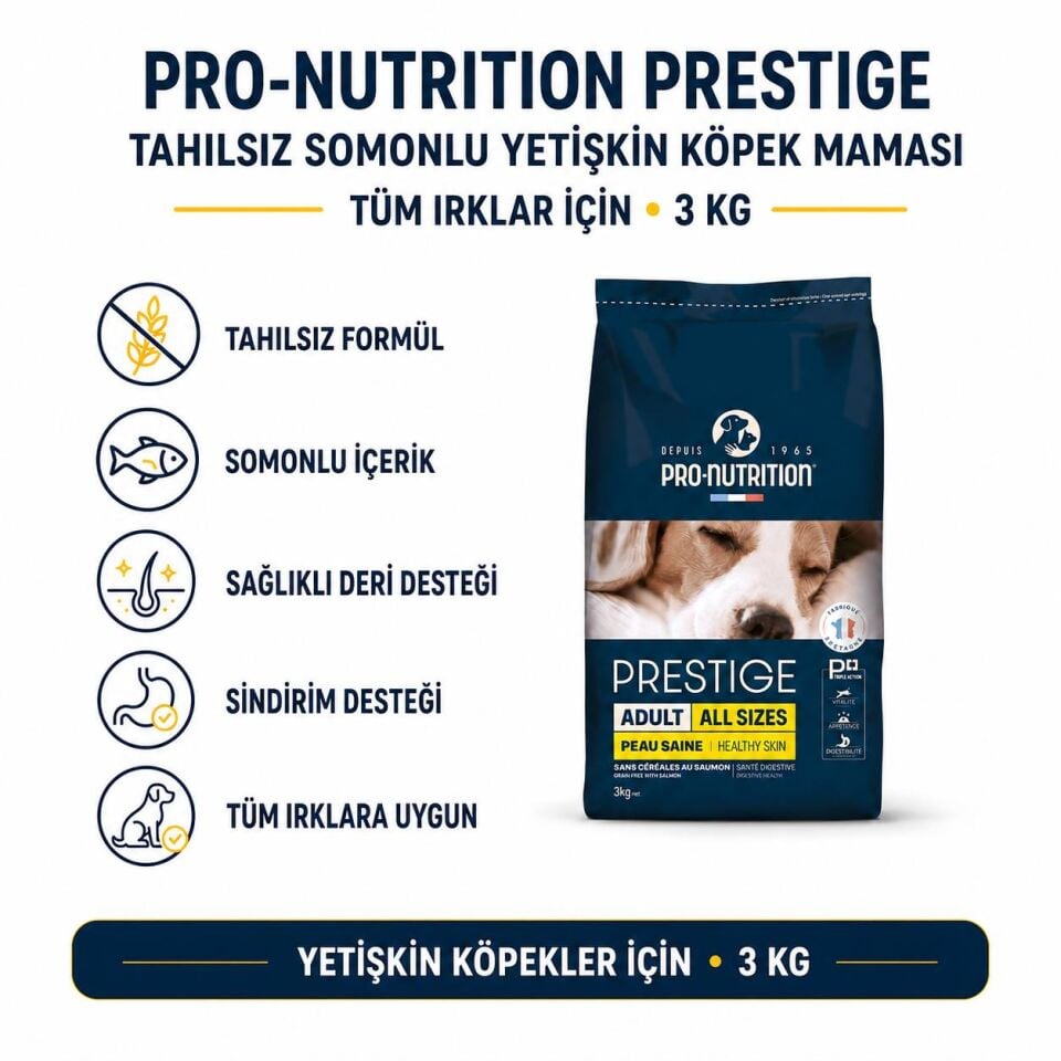 Pro Nutrition Prestige Tahılsız Somonlu Yetişkin Köpek Maması 3 Kg