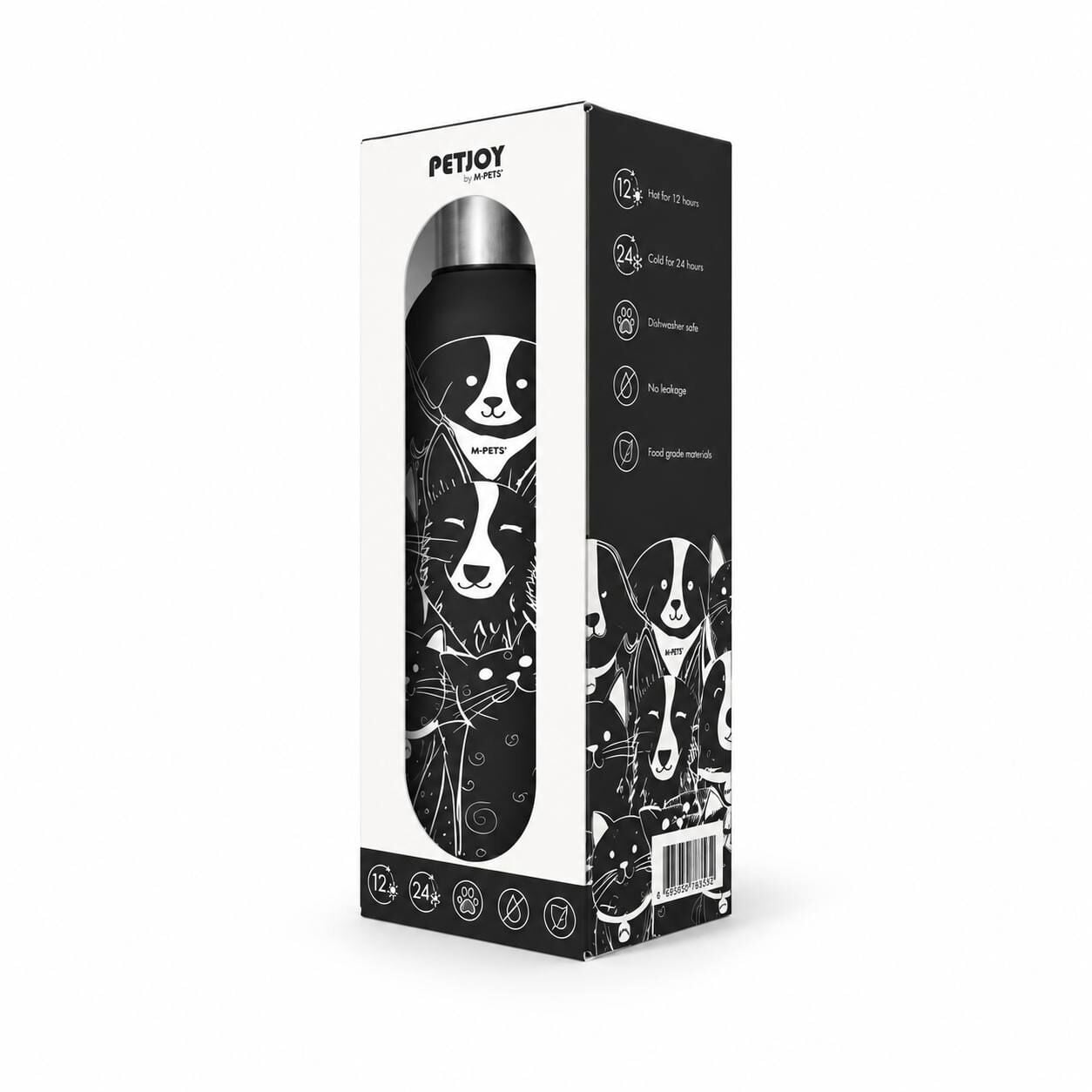 M-Pets Petjoy Purrfect Petfamily Siyah Beyaz Termos 500 Ml
