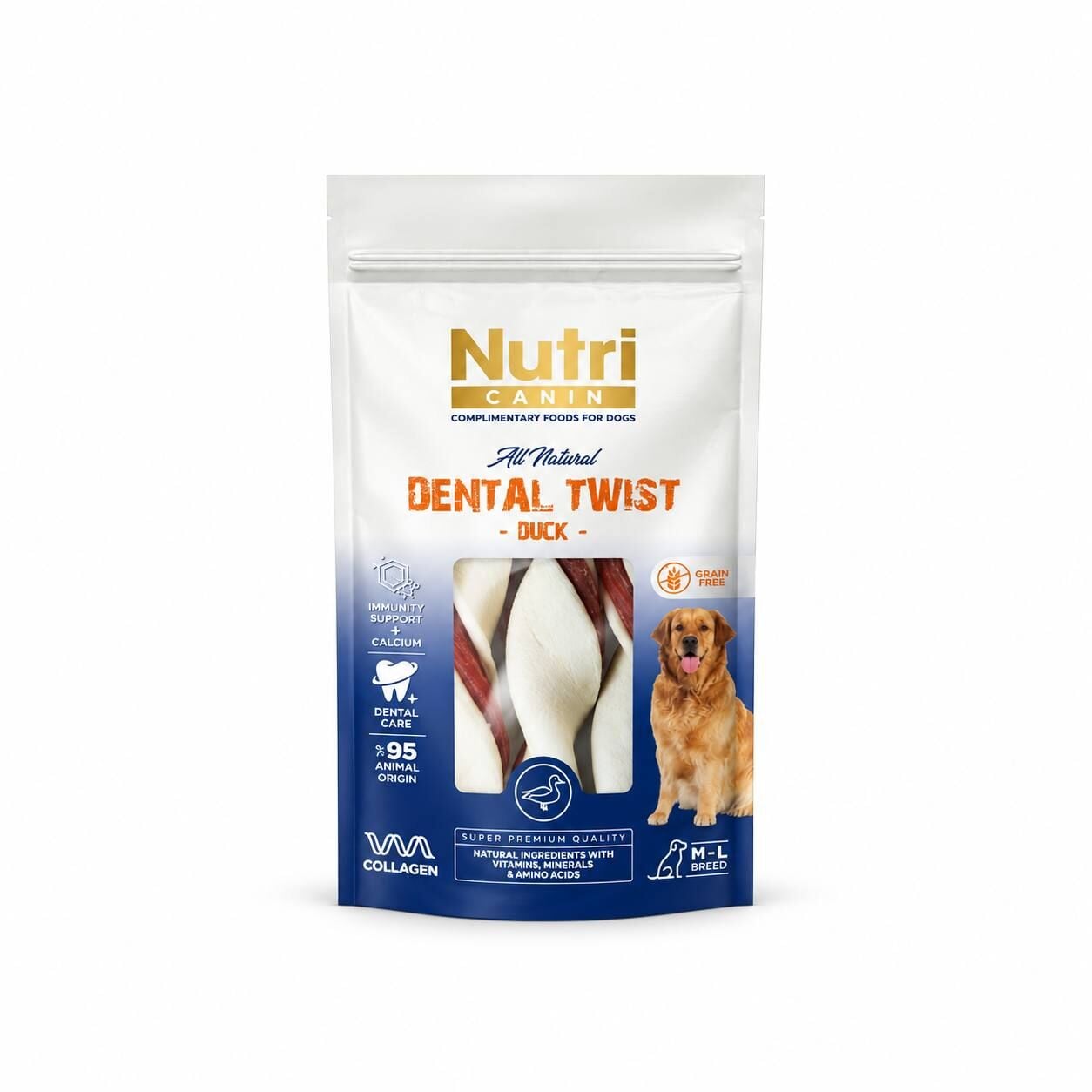 Nutri Canin Dental Twist Ördekli Diş Sağlığı Köpek Ödülü 120 Gr