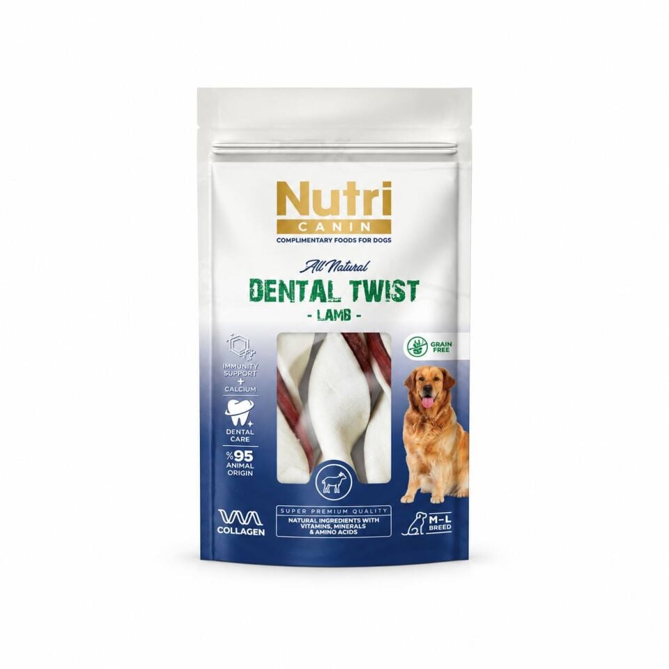 Nutri Canin Dental Twist Kuzu Etli Diş Sağlığı Köpek Ödülü 120 Gr