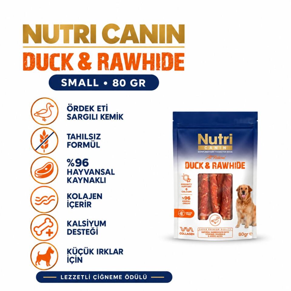 Nutri Canin Ördek Eti Sargılı Kemik Köpek Ödülü Small 80 Gr