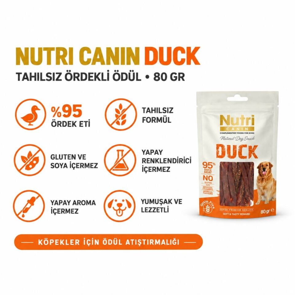 Nutri Canin Tahılsız Ördekli Köpek Ödülü 80 Gr