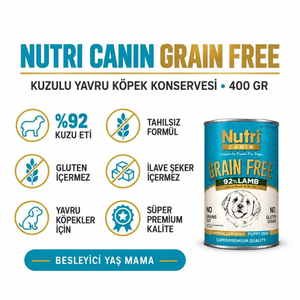 Nutri Canin Tahılsız Kuzulu Yavru Köpek Konservesi 400 Gr
