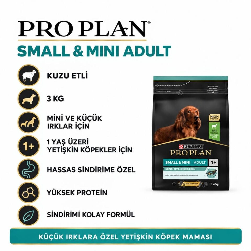 Pro Plan Mini ve Küçük Irk Kuzu Etli Yetişkin Köpek Maması 3 Kg