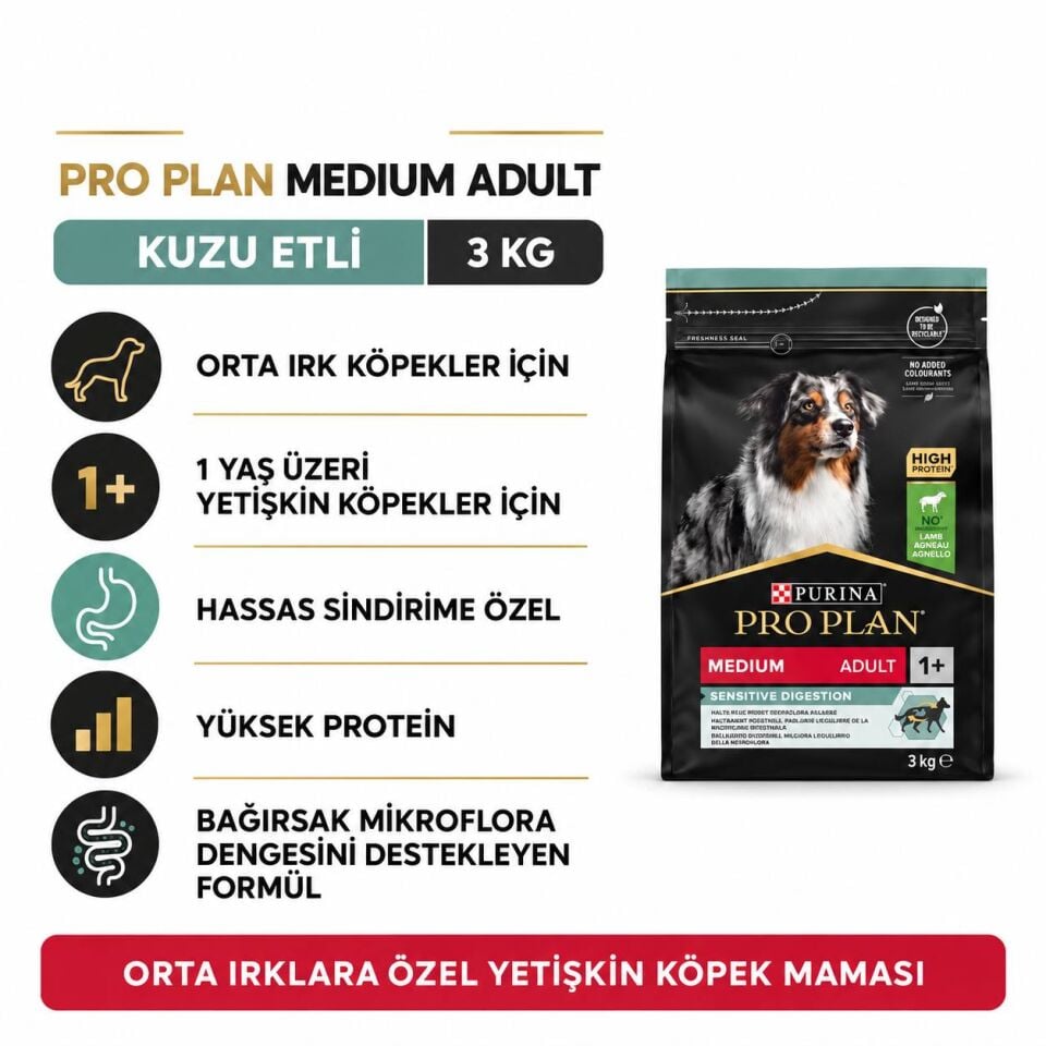 Pro Plan Adult Sensitive Digeston Kuzu Etli Yetişkin Köpek Maması 3 Kg