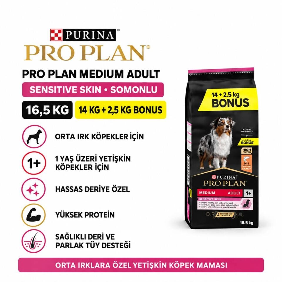Pro Plan Adult Sensitive Kuzu Etli Yetişkin Köpek Maması 14 Kg + 2,5 Kg Hediyeli