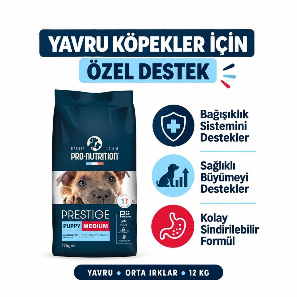 Pro Nutrition Prestige Orta Irk Yavru Köpek Maması 12 Kg