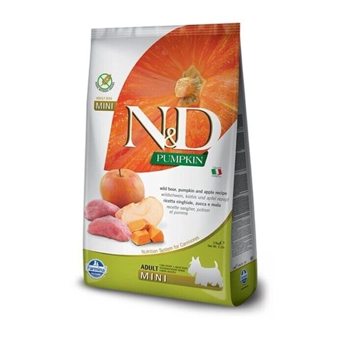 N&D Pumpkin Tahılsız Bal Kabaklı Yaban Domuz Etli ve Elmalı Küçük Irk Yetişkin Köpek Maması 7 Kg