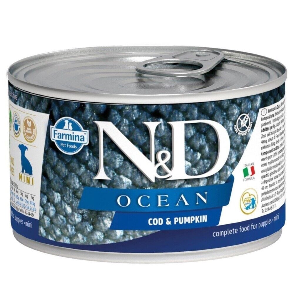 N&D Ocean Puppy Mini Morina Balıklı ve Balkabaklı Yavru Köpek Konservesi 140 Gr