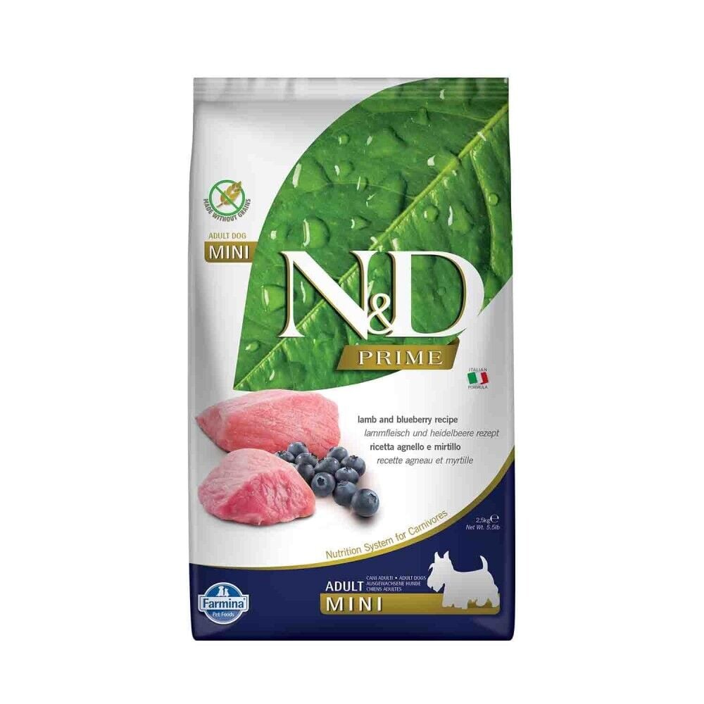 N&D Tahılsız Kuzu Etli Yaban Mersinli Küçük Irk Yetişkin Köpek Maması 2,5 Kg