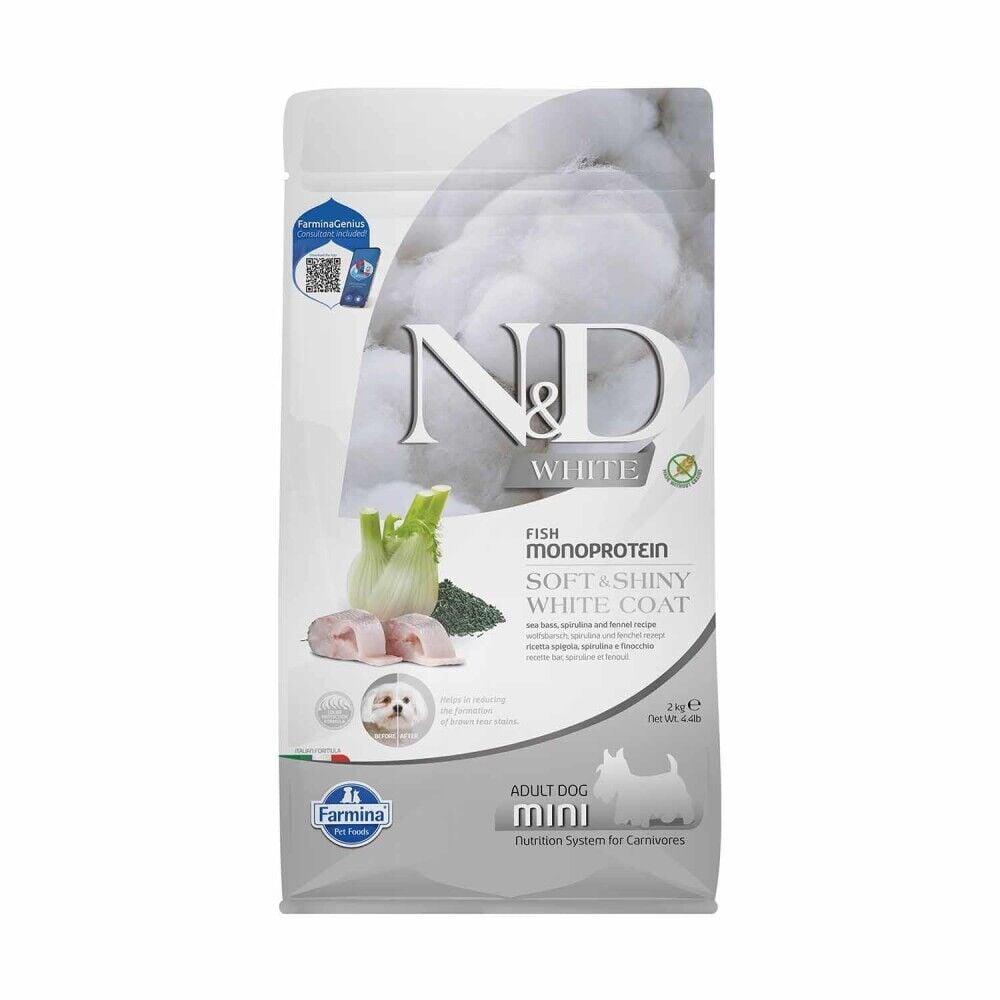 N&D White Mono Protein Balıklı Beyaz Renkli Küçük Irk Yetişkin Köpek Maması 2 Kg