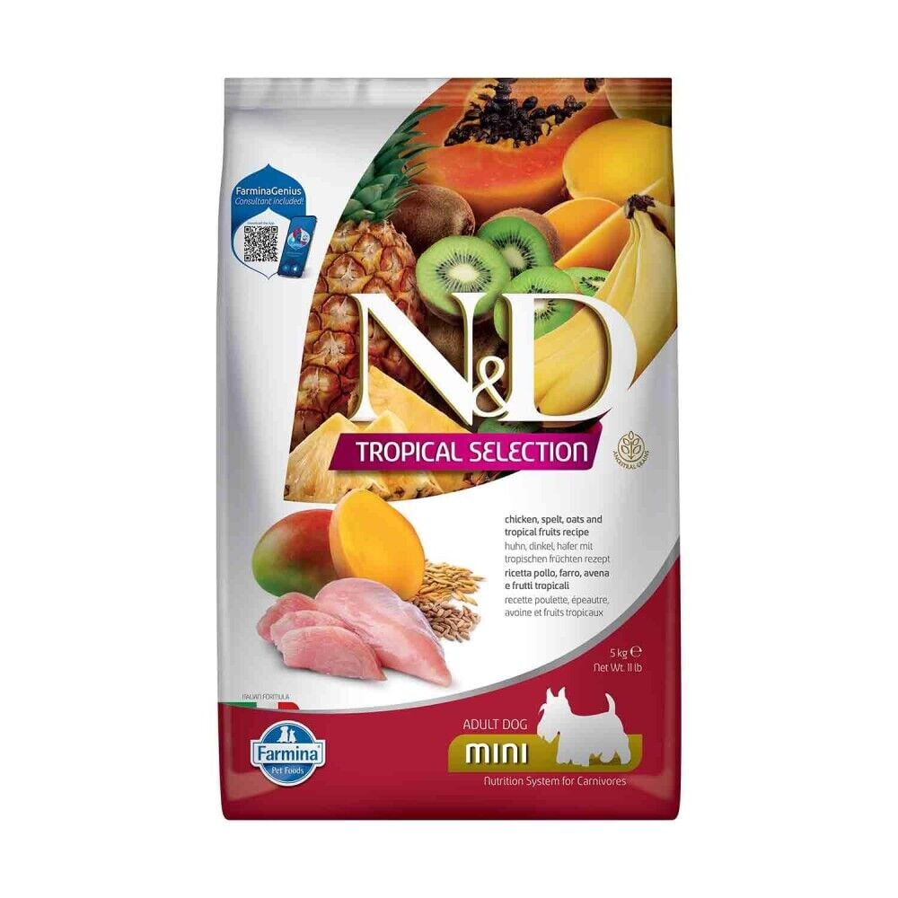 N&D Tropical Selection Tavuklu ve Tropikal Meyveli Küçük Irk Yetişkin Köpek Maması 5 Kg