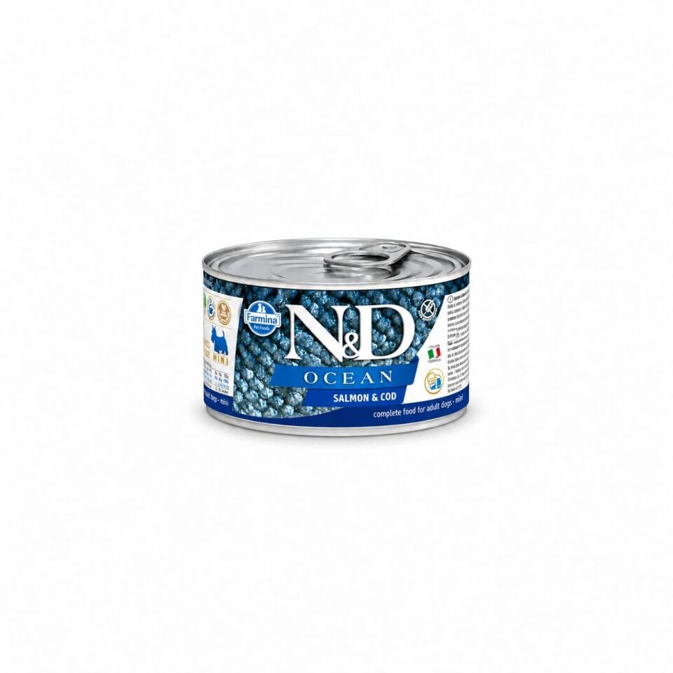 N&D Ocean Mini Levrek ve Mürekkep Balıklı Yetişkin Köpek Konservesi 140 Gr