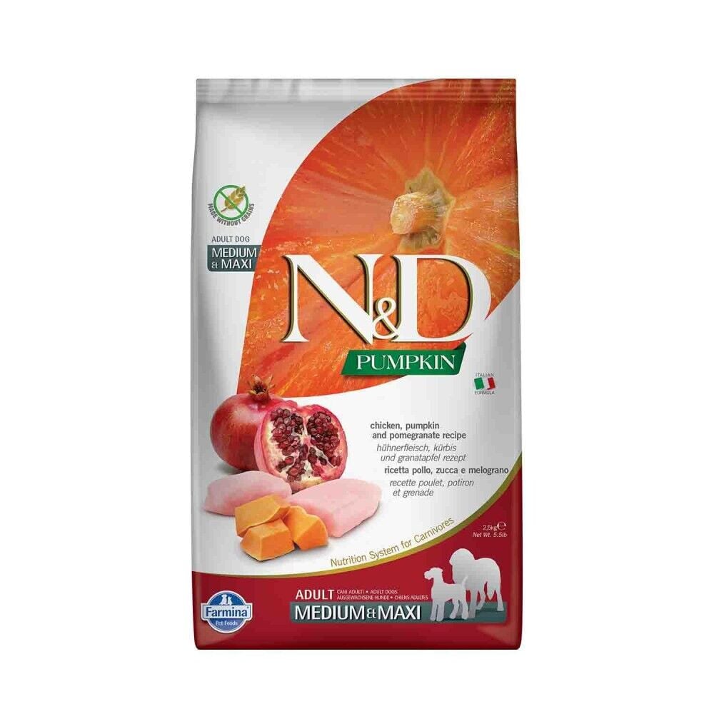 N&D Balkabaklı Tavuklu Orta ve Büyük Irk Yetişkin Köpek Maması 2,5 Kg