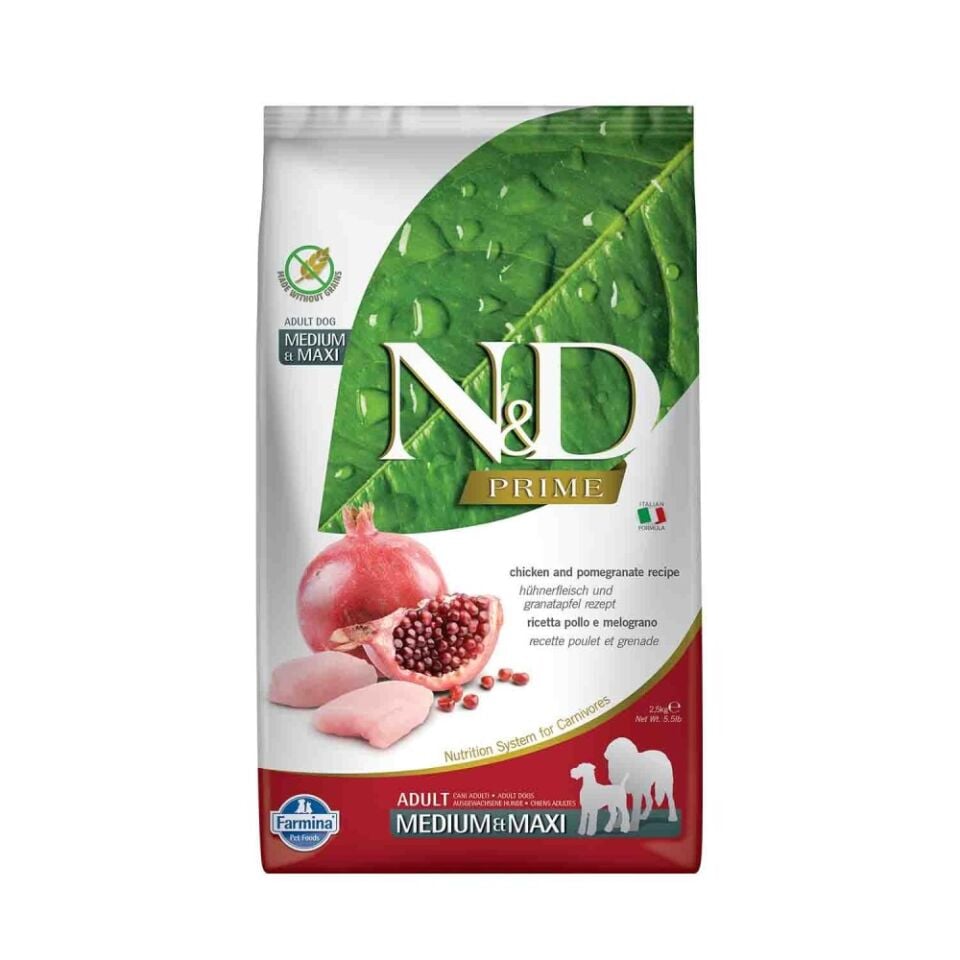 N&D Prime Tahılsız Tavuklu Narlı Orta ve Büyük Irk Yetişkin Köpek Maması 2,5 Kg