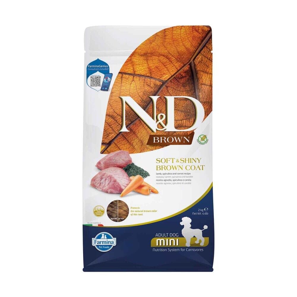 N&D Brown Kuzu, Patates, Havuç ve Spirulinalı Küçük Irk Yetişkin Köpek Maması 2 Kg