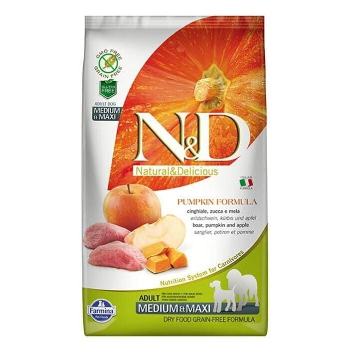 N&D Tahılsız Bal Kabaklı Yaban Domuzlu Elmalı Orta ve Büyük Irk Yetişkin Köpek Maması 2,5 Kg
