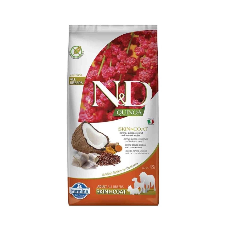 N&D Quinoa Skin & Coat Tahılsız Ringa Balıklı Yetişkin Köpek Maması 7 Kg