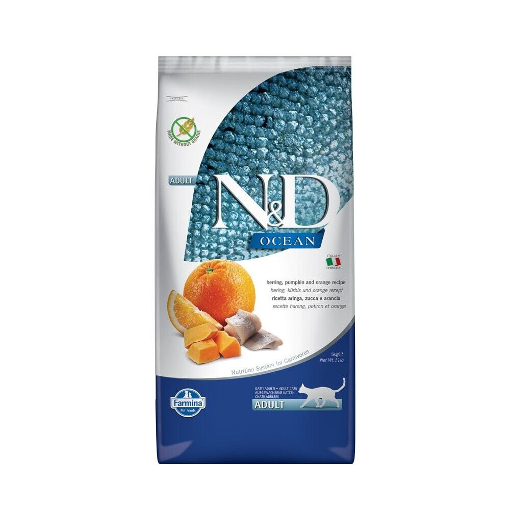N&D Ocean Balkabaklı Ringa Balıklı Portakallı Kedi Maması 5 Kg