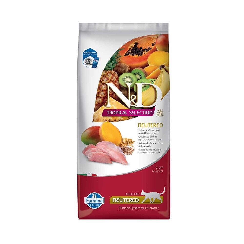 N&D Tropical Selection Düşük Tahıllı Tavuklu ve Tropikal Meyveli Kısırlaştırılmış Kedi Maması 10 Kg