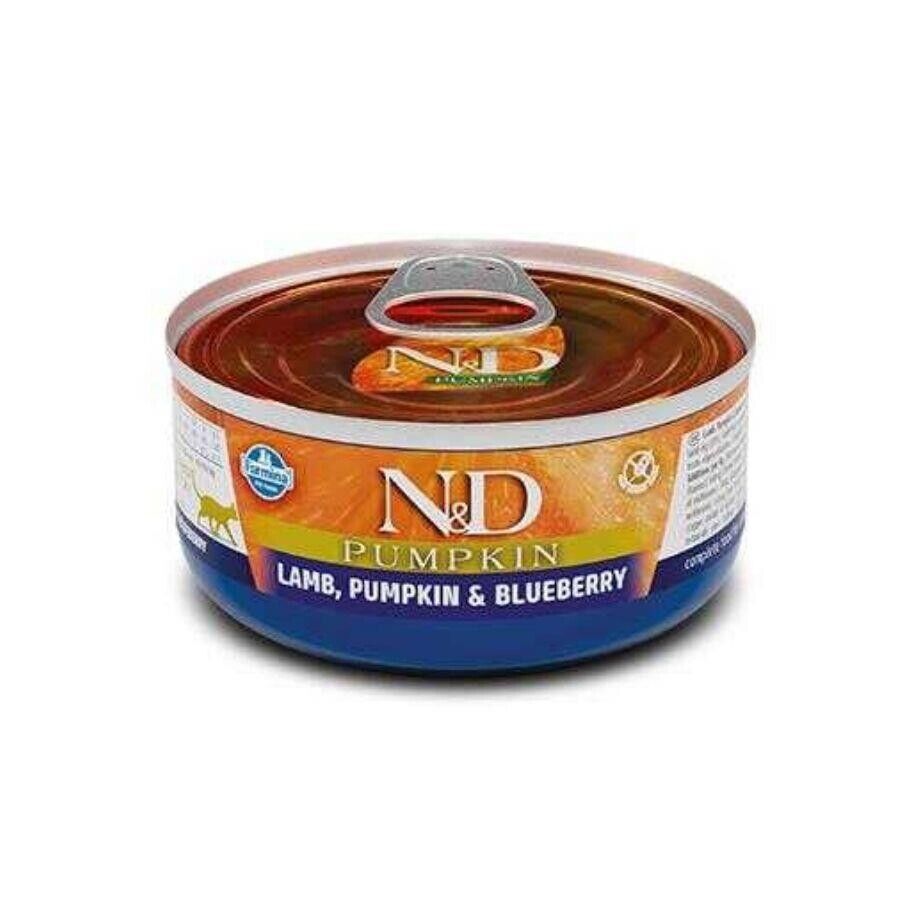 N&D Pumpkin Balkabaklı Tahılsız Kuzu Etli ve Yaban Mersinli Kedi Konservesi 70 Gr
