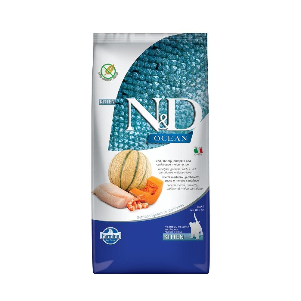 N&D Ocean Morina Balkabağı Karides Kavun Yavru Kedi Maması 5 Kg