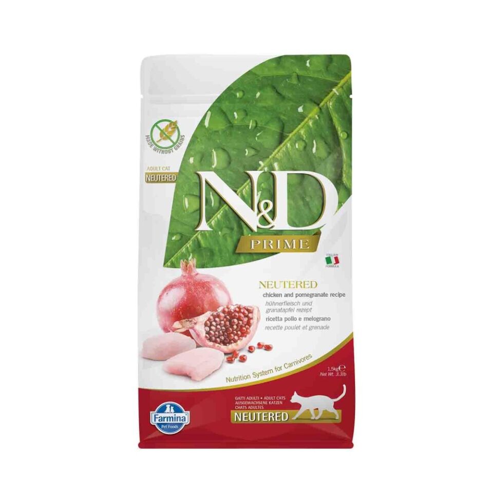N&D Prime Tahılsız Tavuklu Narlı Kısırlaştırılmış Kedi Maması 1,5 Kg