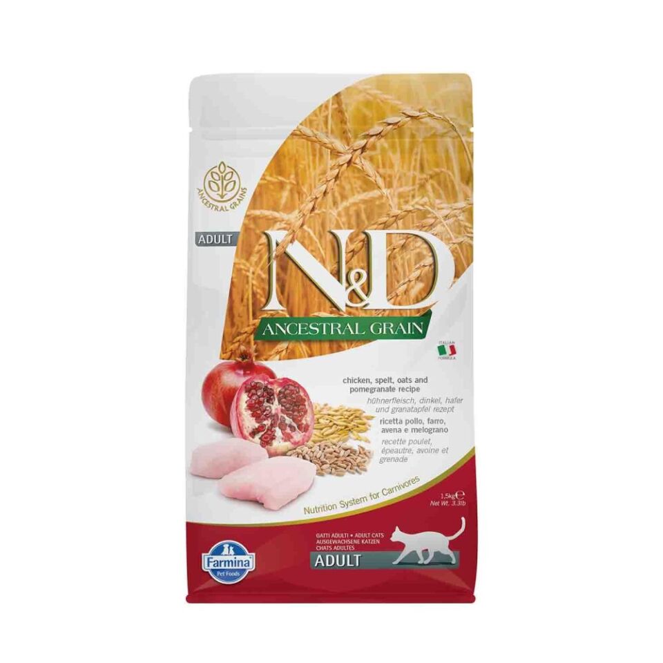 N&D Düşük Tahıllı Tavuklu Narlı Yetişkin Kedi Maması 1,5 Kg