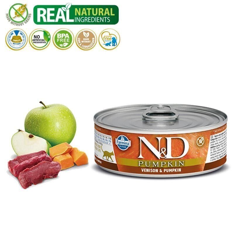 N&D Balkabaklı Tahılsız Geyik Etli Yetişkin Kedi Konservesi 80 Gr