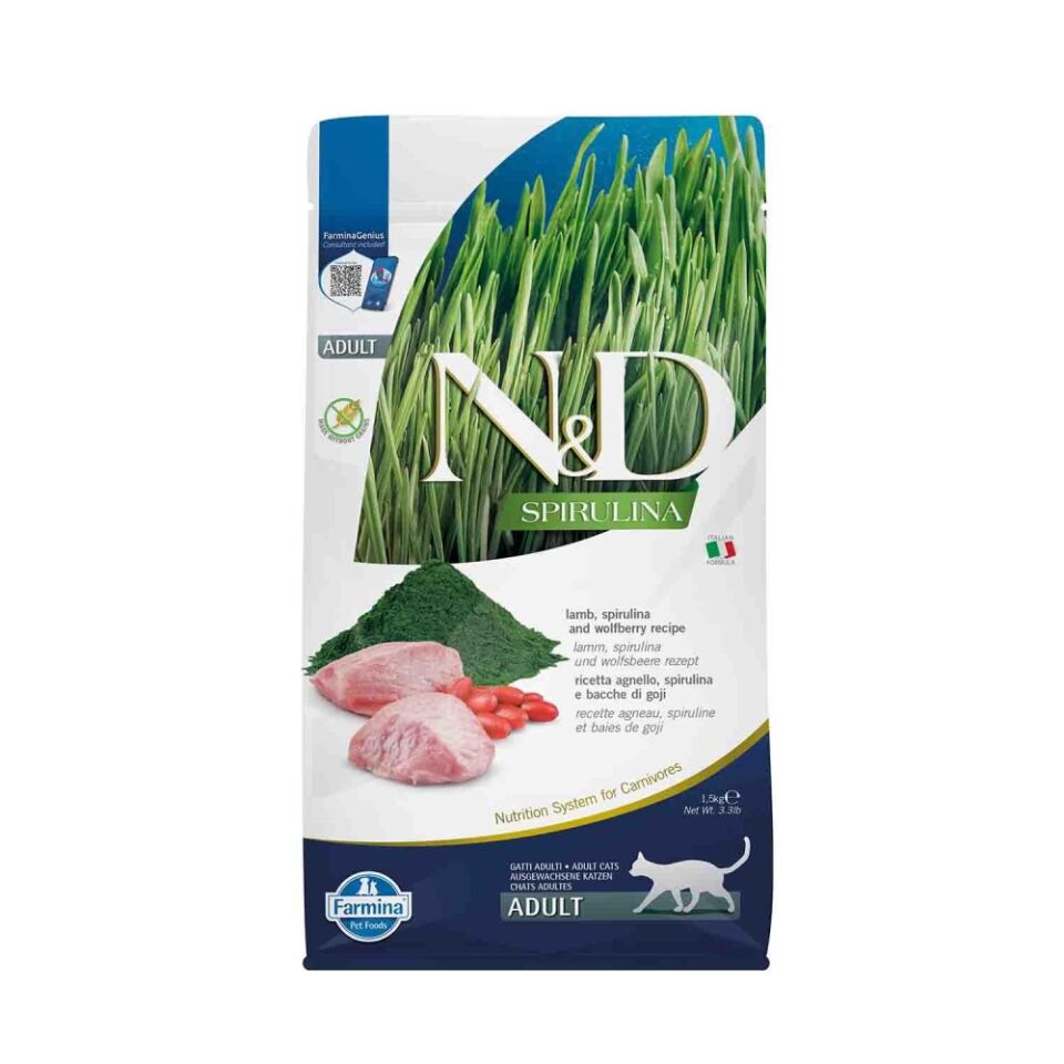 N&D Spirulina Takviyeli Kuzulu Yetişkin Kedi Maması 1,5 Kg