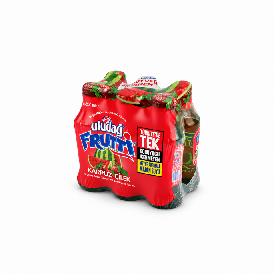 Uludağ Frutti Karpuz Çilek Aromalı Soda 6 x 200 Ml