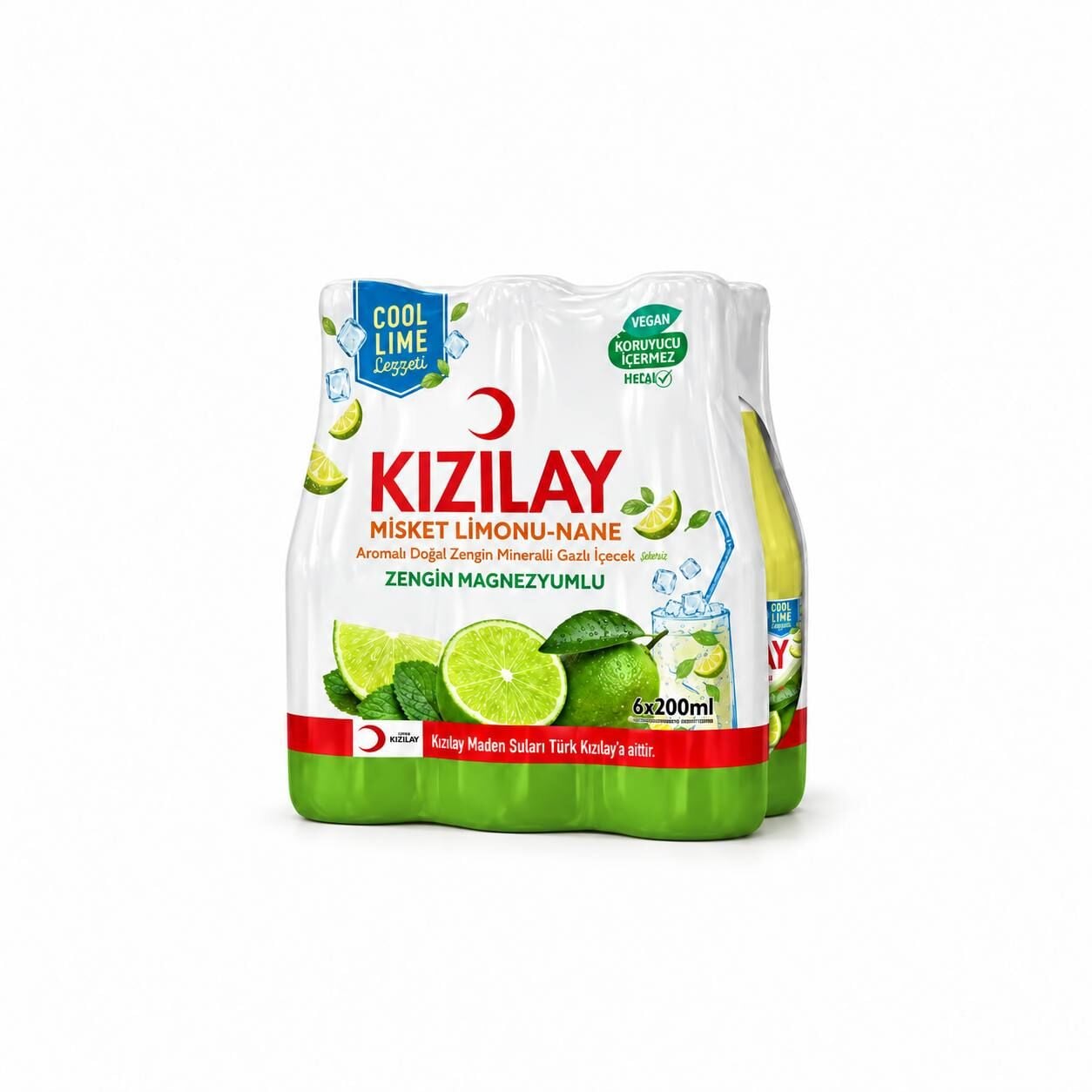 Kızılay Cool Lime Misket Limonu ve Nane Aromalı Maden Suyu 6 x 200 Ml