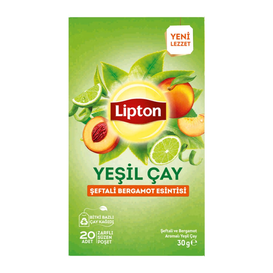 Lipton Şeftali ve Bergamot Aromalı Yeşil Çay 20'li 30 Gr